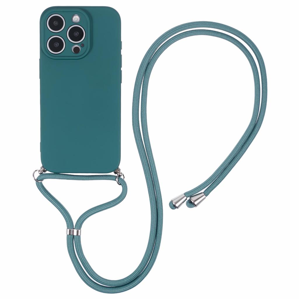 For iPhone 16 Pro Crossbody Case Flexible TPU Fiber Lining Anti-Shock Phone Cover