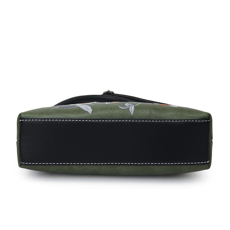 Damen Vintage Blumen Stickerei PU Leder Umhängetasche Kleine Handtasche Schultertasche Verstellbarer Riemen Lässige Tägliche Reise Damen Handtaschen