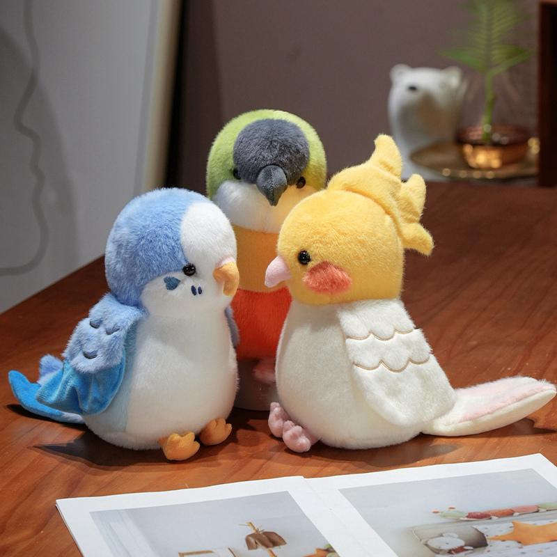 Kawaii Bird Plush Toys Artificial Birds Stuffed Doll Cute Lifelike Parrot Sparrow Plush Hand Puppet Kids Birthday Christmas Gift