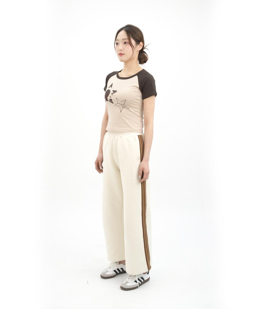 Hipihauseu Brushed Straight Sweatpants W.Tape Ivory