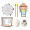 Montessori Wooden Musical Instruments Set Wood Tambourine Xylophone Maracas Wind Chime Early Music Education Toy for