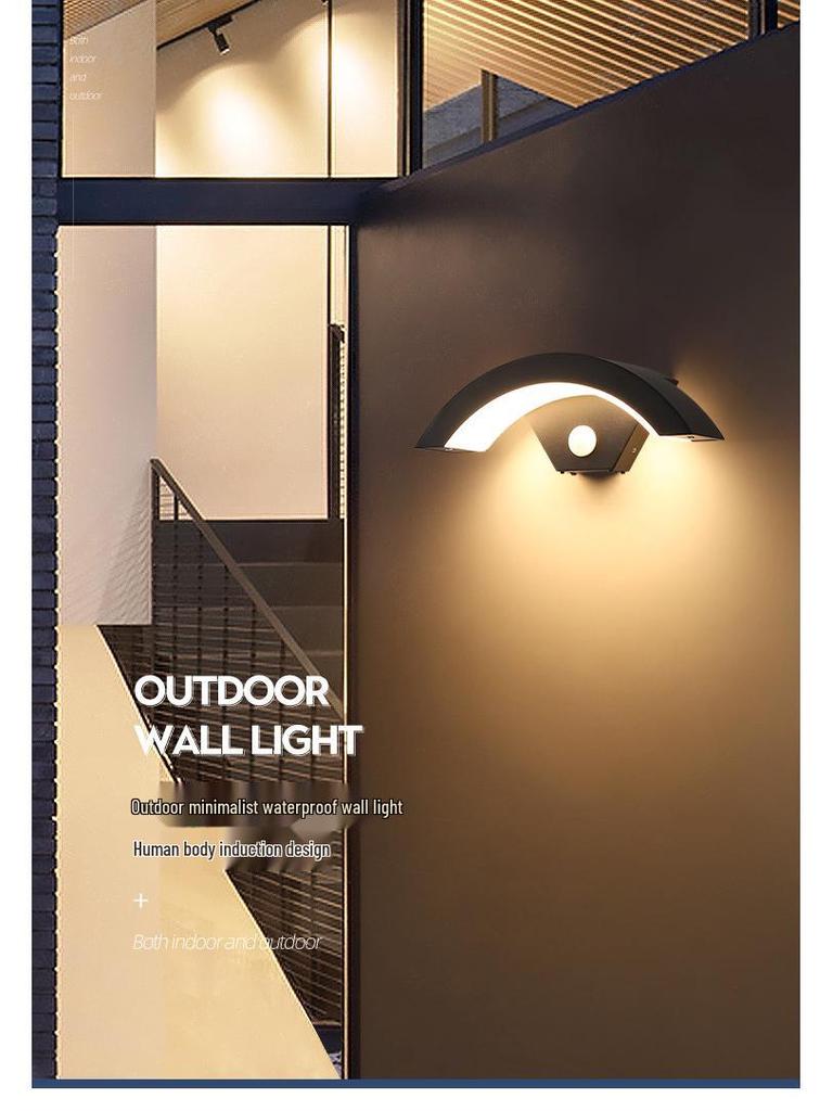 LED Waterproof Motion Sensor Wall Lamp - Courtyard, Balcony, Doorway, Moon-Shaped Design