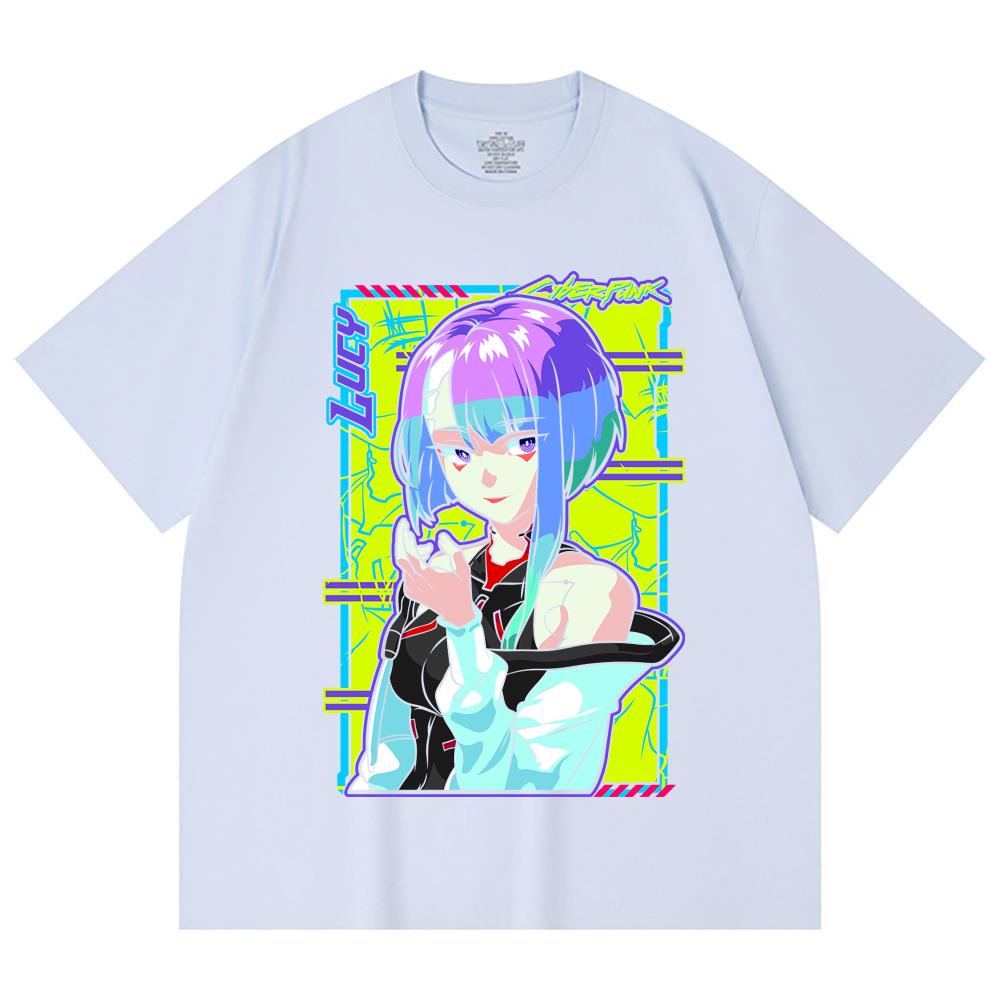 230 g/m² 100% Baumwolle Cyberpunk Edgerunners V8 Lucy Druck Unisex Schweres Baumwoll-T-Shirt