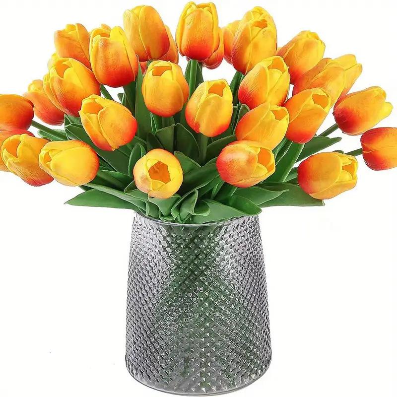 10Pcs  34cm Artificial Floral Tulip Bouquet Real Touch Flowers for Home Decoration Wedding Decor