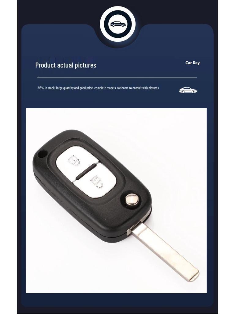 Kompatible Renault 2-Tasten Klappschlüsselgehäuse Ersatz (Kein Logo)