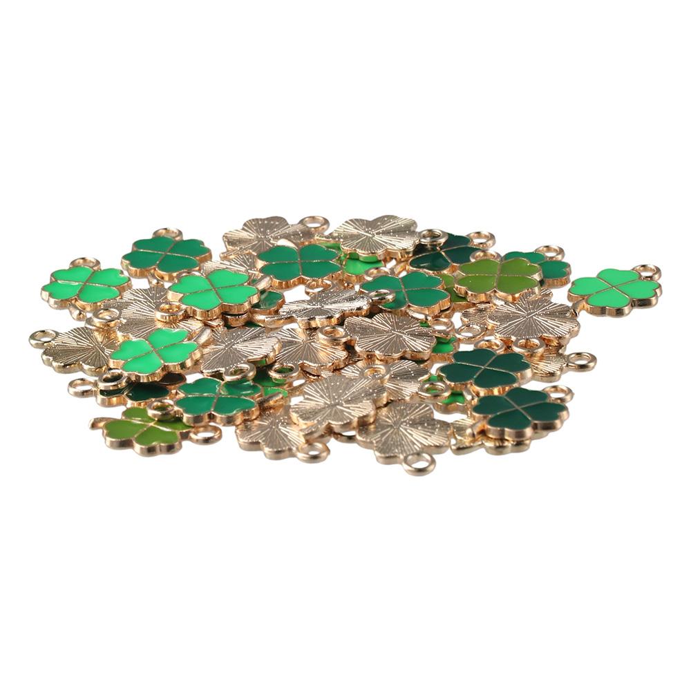 48pcs 11x18mm Four Leaf Clover Charm Pendants Cute Small Enamel Pendants  for St. Patrick's Day