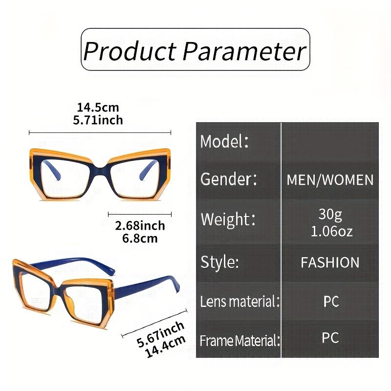 Cat Eye Glasses Gradient Color Frame Transparent Lens Computer Glasses Color Block Women