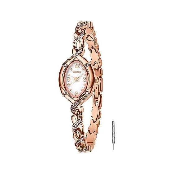 TIME100 Bracelet Ladies Watch Japanese Citizen Movement Double Tone 30M Water Resistant Women s Watch (Rose Gold)