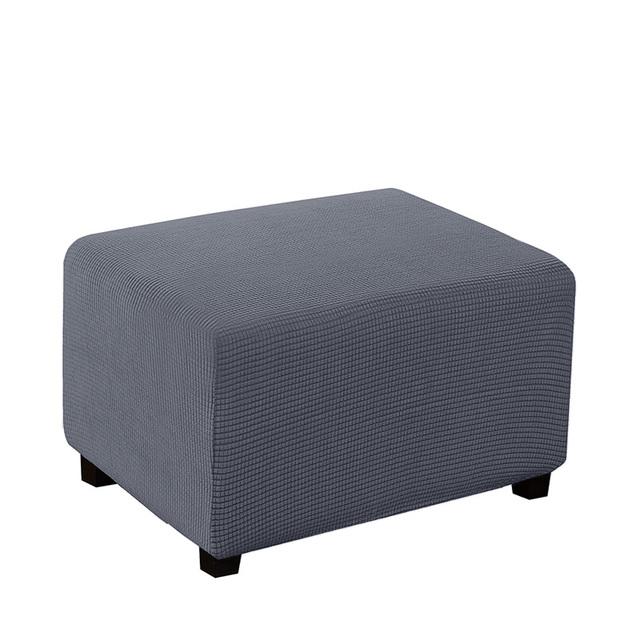 Jacquard Ottoman Stool Cover Stretch Footrest Dust Slipcover For Living Room Plush Non -Slip Chairs Protector L Xl Size Home Use Decor
