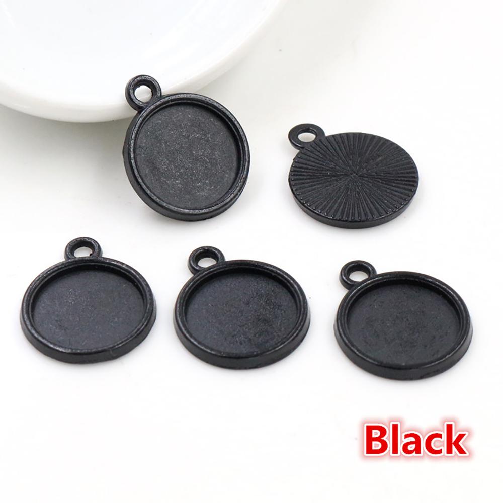 8mm 10mm 12mm Inner Size Classic 7 Color Plated One Sided Single Hanging Simple Style Cabochon Base Setting Pendant