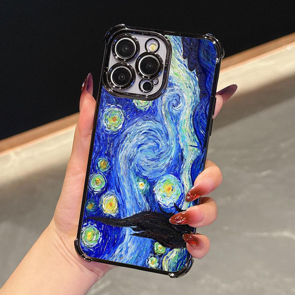 Van Gogh Starry Sky Oil Painting Soft Funda For iPhone 18 17 Pro 16 15 14 13 12 11 Pro Max Case 17 Plus 17E 16E 17Air Phone Cover