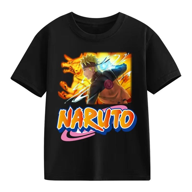 2026 Naruto Kids TShirt Uzumaki Uchiha Sasuke Hatake Kakashi Anime Character Print Cotton Short Sleeve Boys Girls Round Tops