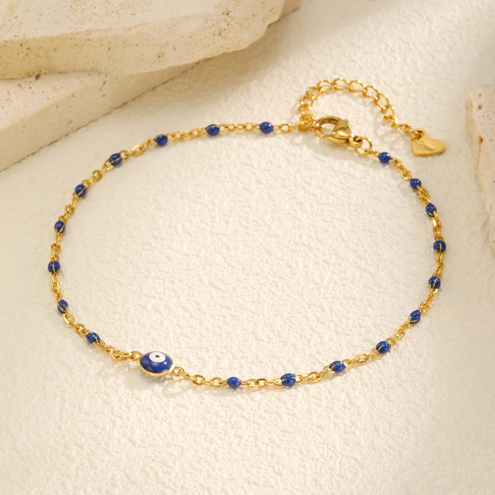 Coloured Bohemian Devil s Eye Anklet for Women,Gold Plated Rice Bead Chain Anklets,Stainless Steel Lucky Demon s Eye Jewelry