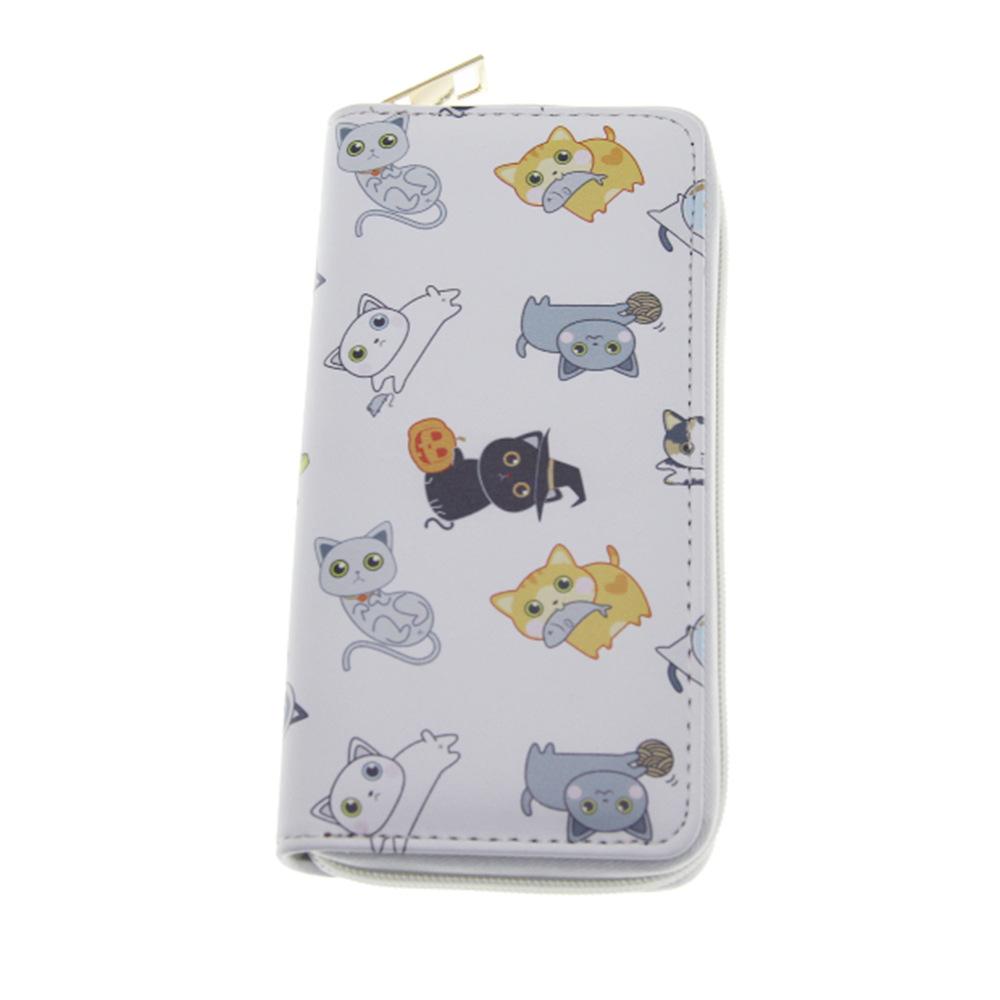 New Cute Cartoon Cat PU Long Wallet, Women's Clutch Bag