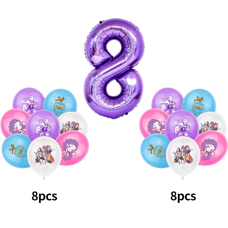 Baloane de petrecere Kpop Demon Hunter K-pop Huntrix Fundal cu baloane de petrecere Kpop Hunter Warrior Consumabile pentru petrecerea de ziua de naștere