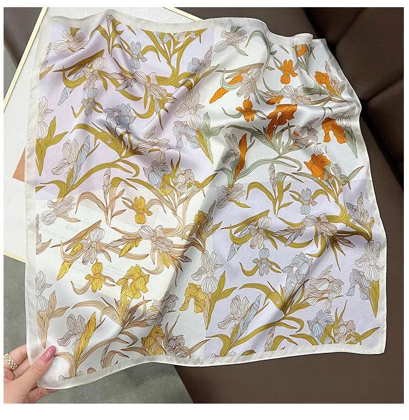 New Arrival 100% Real Silk Satin Women Scarf Printed Foulard Femme Head Scarfs Bandana Women Square Scarves Wrap Hijab Shawls