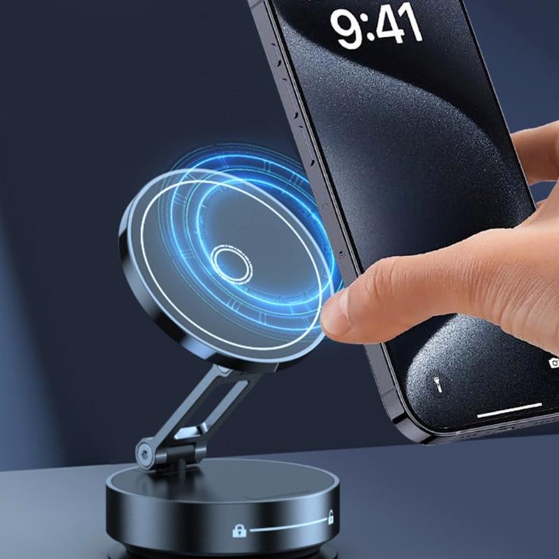 Foldable Car Phone Bracket Magnetic Stand 360 Degree Rotation Adjustable with Double Suction Technology for Easy Viewing