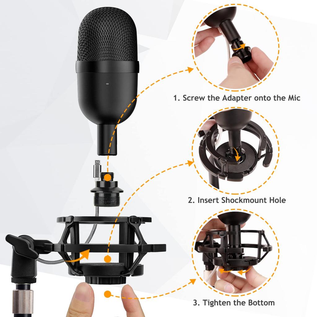 Silence Razer Mini Shock Mount with Foam Windscreen Cover, Anti-Vibration Suspension Shock Mount Microphone Holder, Clip Pop Filter for Seiren AVATAR