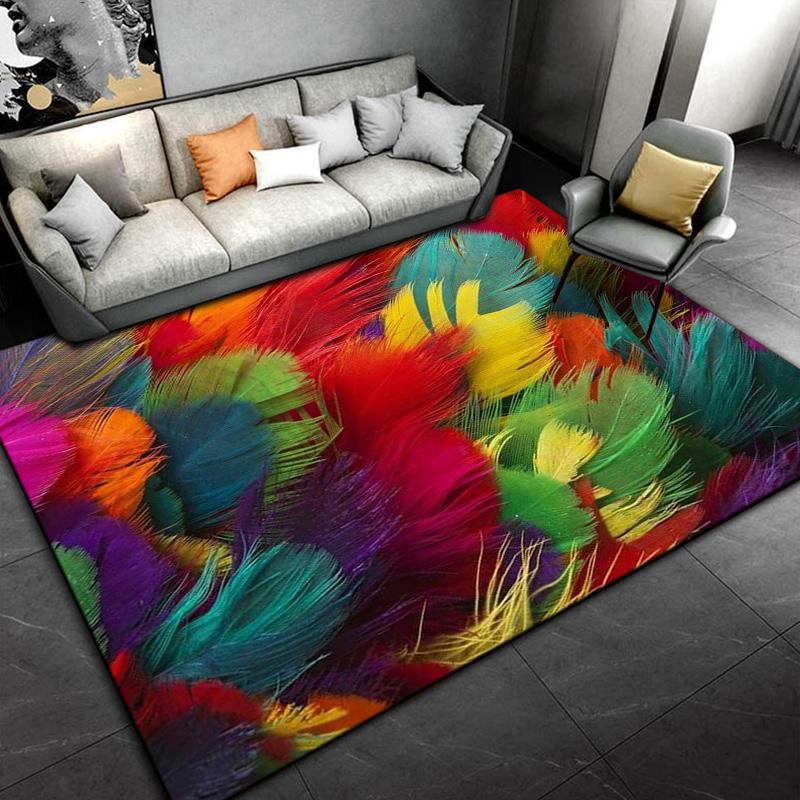 Alfombras de plumas de colores para dormitorio Alfombras cuadradas mullidas para el suelo Sala de estar Decoración del hogar Alfombras Alfombrilla suave de terciopelo Alfombra de área sonic