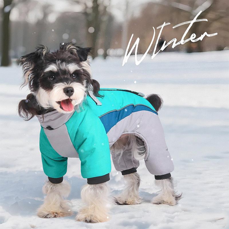 Autumn Winter Warm and Fluffy Four Leg Protection Suit Dog Windproof Cotton Clothes With Reflective Stripe Dog Clothes Dog Coat