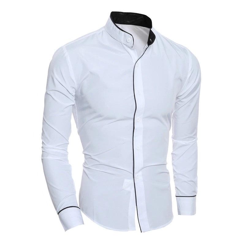 Men's Korean Style Slim Fit Long Sleeve Shirt - Casual Solid Color, New Spring Arrival