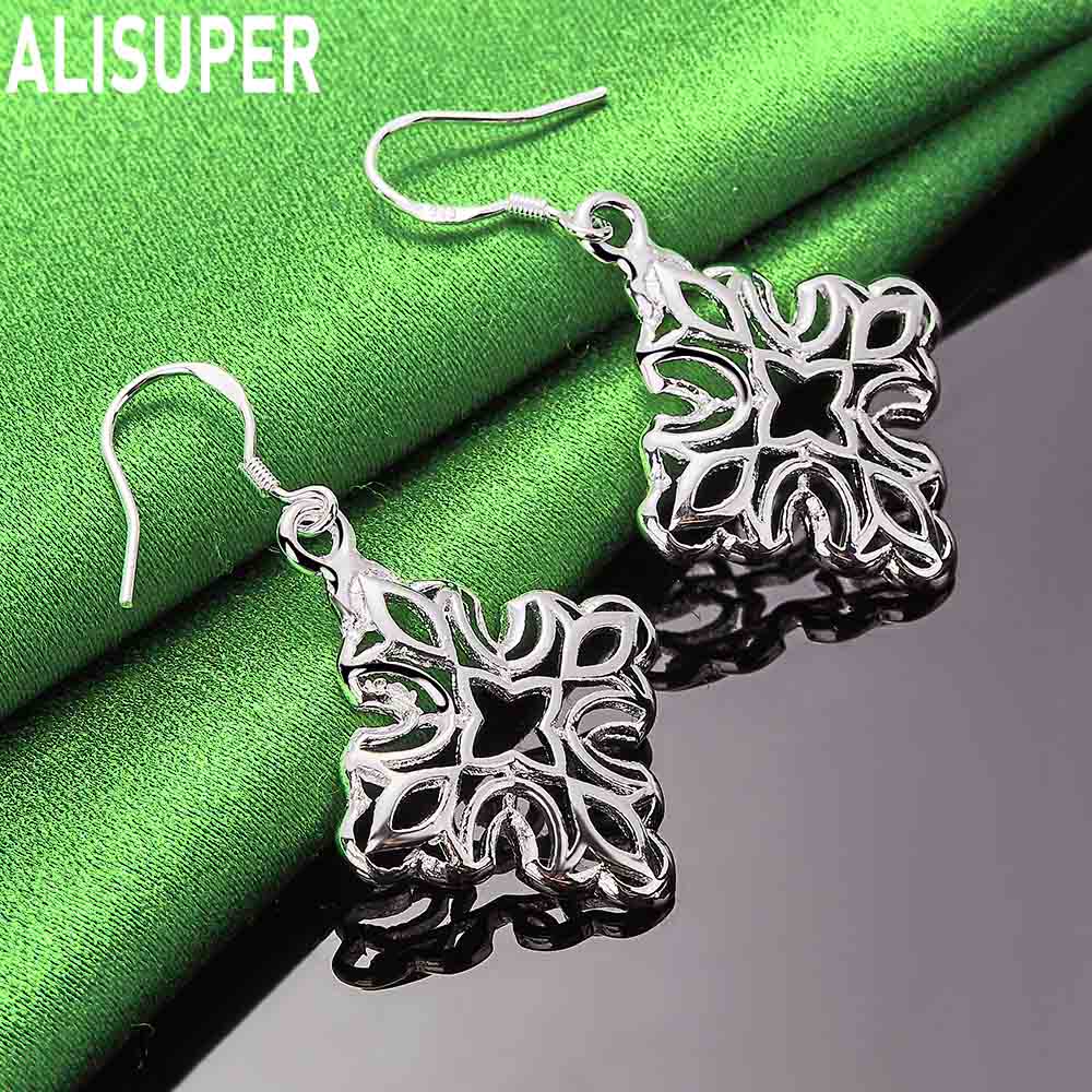 925 Sterling Silver Water Droplet Shaped Pendant Perforated Fashion Charm Wedding Jewelry