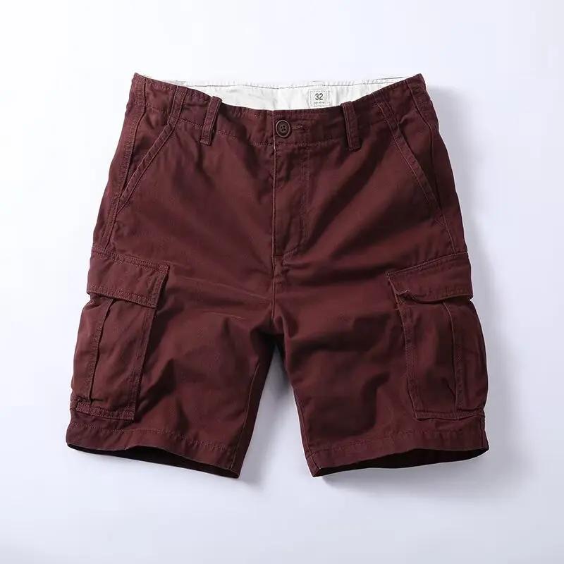 Pantaloncini Casual da Uomo in Cotone Pantaloncini Cargo per Viaggi Quotidiani Pantaloni Corti in Twill Monocolore Estate Pantaloni da Tuta di Alta Qualità