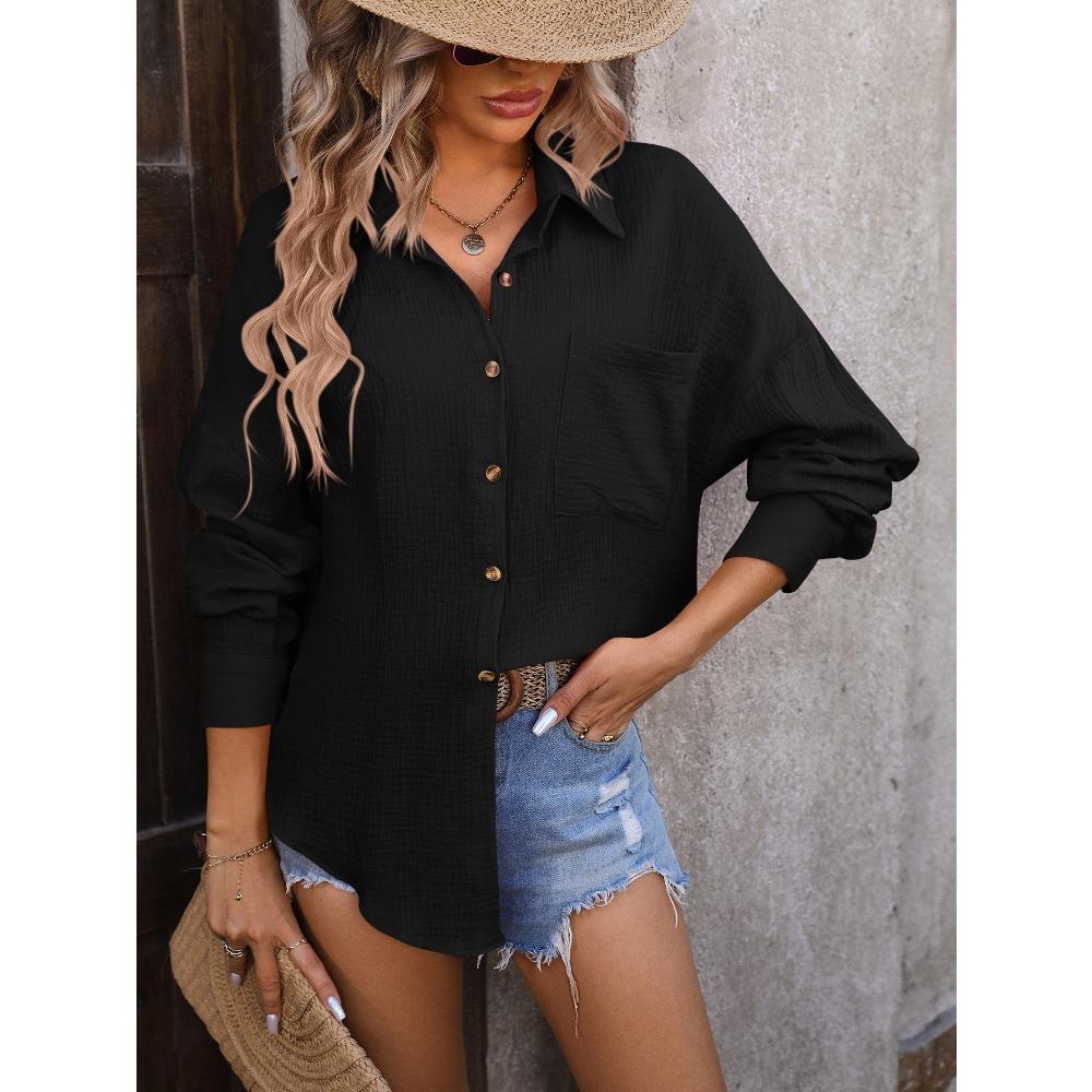 Autumn Wrinkle Fabric Casual Long Sleeved Shirts
