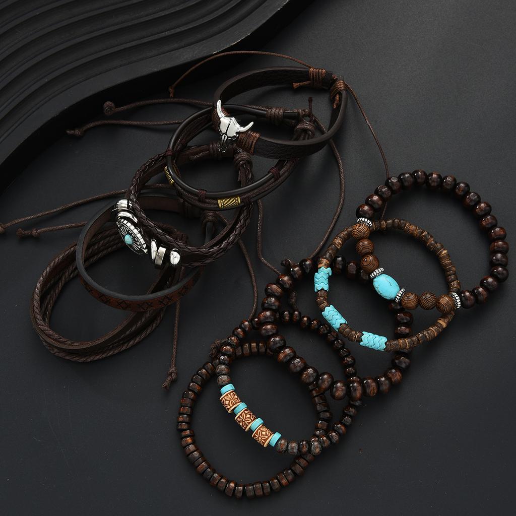 10 Pcs/Set Vintage Ethnic Style Woven Leather Bracelet For Men Women Bohemian Cow Life Tree Leather Bracelets Jewelry Gifts New