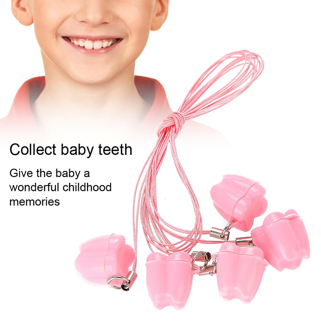 5pcs Plastic Baby Milk Tooth Storage Box with Rope Tooth Saver Necklaces