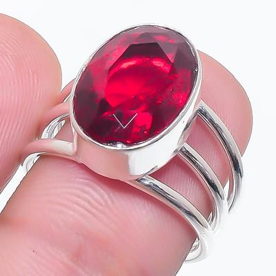 Granat Ädelsten 925 Sterling Silver Smycken Ring Storlek 6