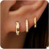 3 piece set Women's Hypoallergenic 14K Gold Plated Zircon Stud Earrings for Women Cartilage Multiple Ear Piercing Jewelry Gifts