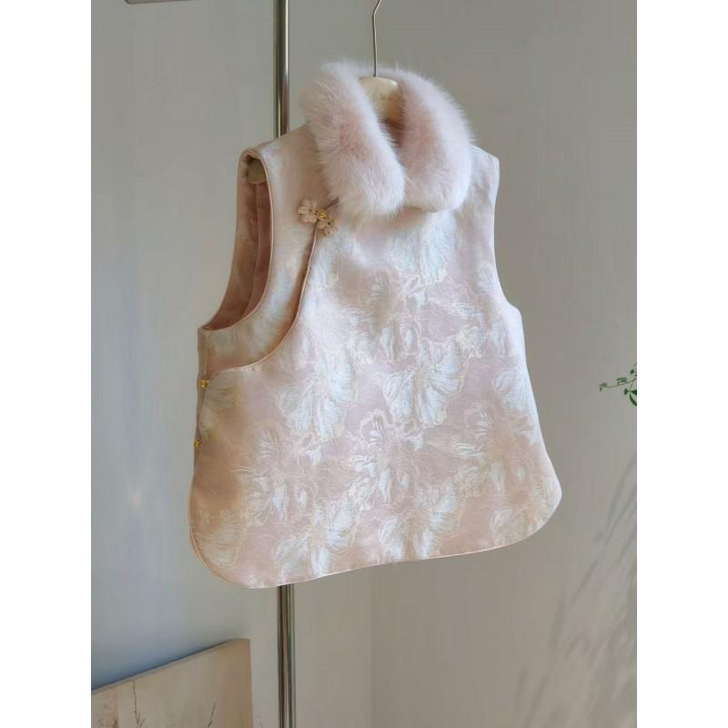 Stylish Chinese-Inspired Quilted Vest Women Collarless Open-Front Cardigan With Pocket Winter 2025 Elegant Layering Piece