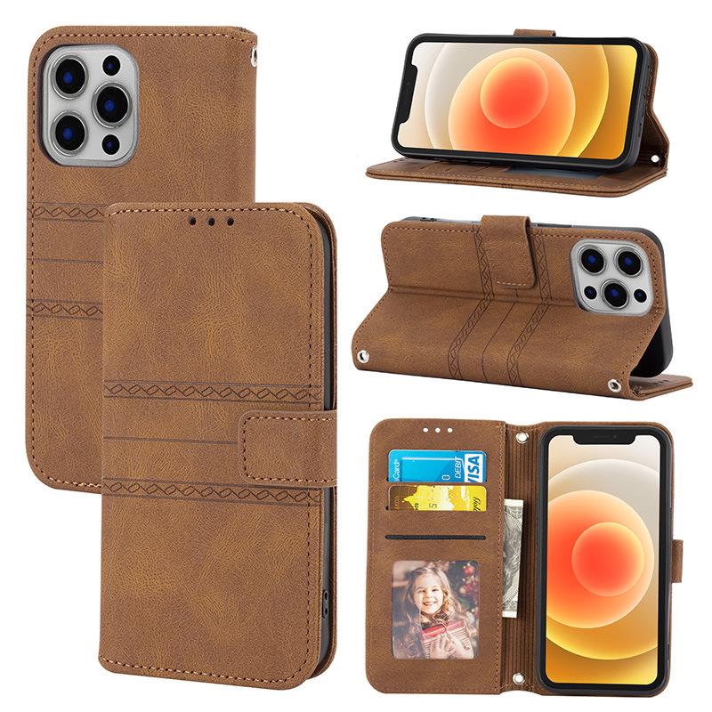 Japanese and Korean Fashion Style Full-Cover Leather Case for Apple Samsung S22 - Anti-Fall Flip Notebook Cover