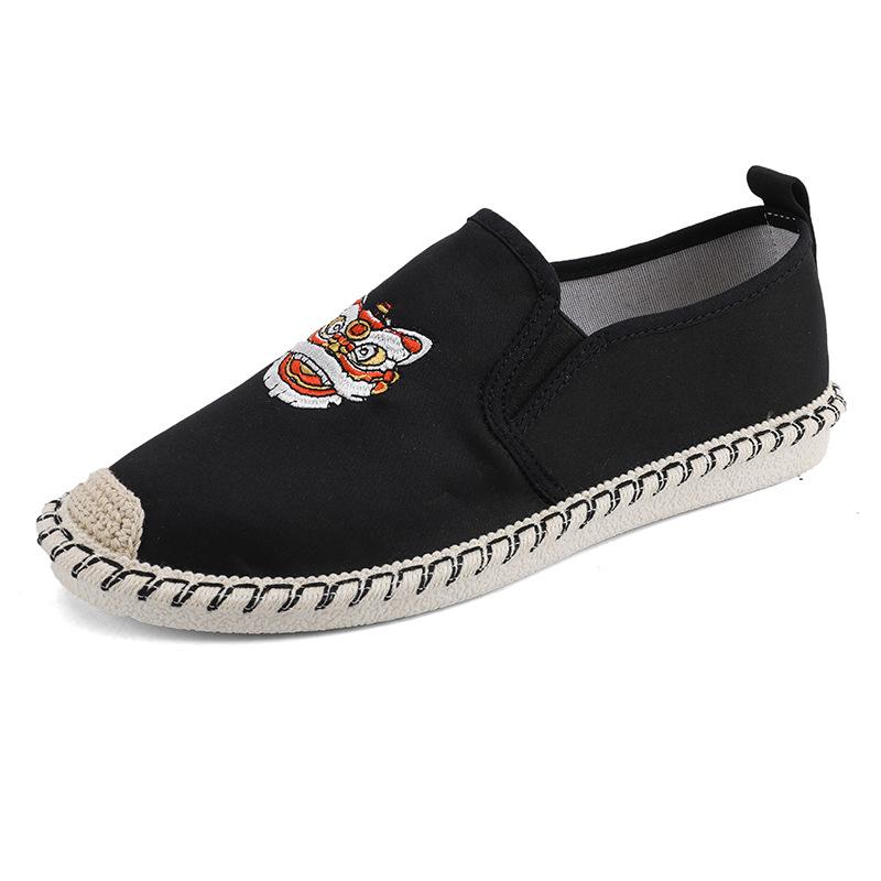 Old Beijing cloth shoes men's summer breathable deodorant Guochao hemp bottom black cloth shoes do not stink feet lazy one pedal fisherman
