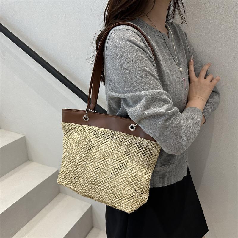 Summer New Fashion Straw Commuter Tote Bag Women's Retro High-end Casual Shoulder Armpit Bag