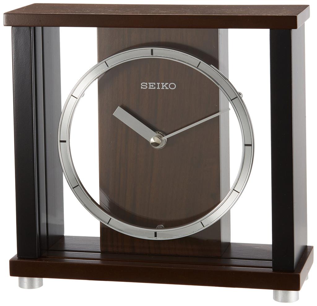 Seiko Clock Seiko Clock Analog Table Clock Wooden Frame Dark Brown Wood Base BZ356B SEIKO (Seiko Clock)