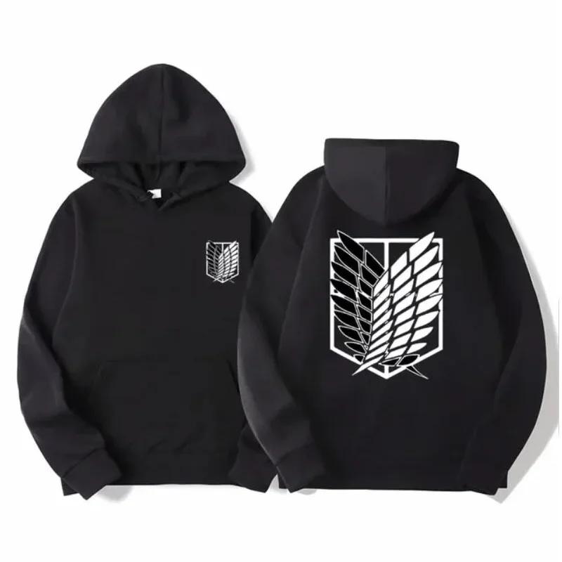 Attack on Titan Herre Hettegenser Anime Hettegensere Menn Kvinner Streetwear Pullover Harajuku Shingeki No Kyojin Hettegensere Genser Klær