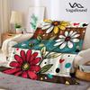 Retro Wood Daisy Dot Flannel Blanket Warm Soft Halloween Christmas Decorative Couch Warm Cozy All-Season Gift