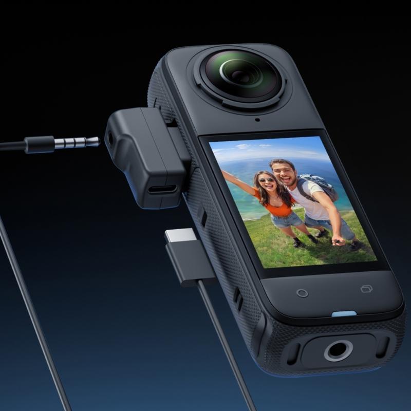 Adattatori per microfoni per accessori 360 X4 Microfoni esterni Tipo C e porta da 3,5 mm Registrazione audio per fotocamera 360 X4