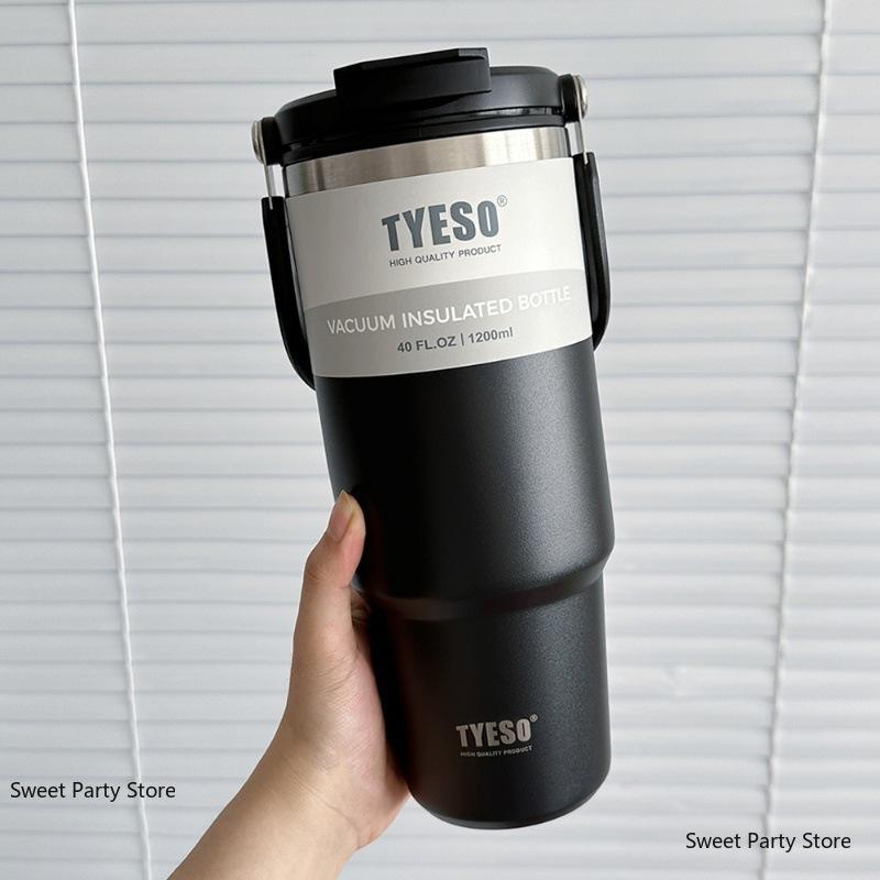 

Tyeso 600/750/900/1050/1200ML Stainless Steel Thermos Bottle Car Coffee Cup Sports Water Bottles Keeps Cold and Heat Thermal Mug 600ML чёрный