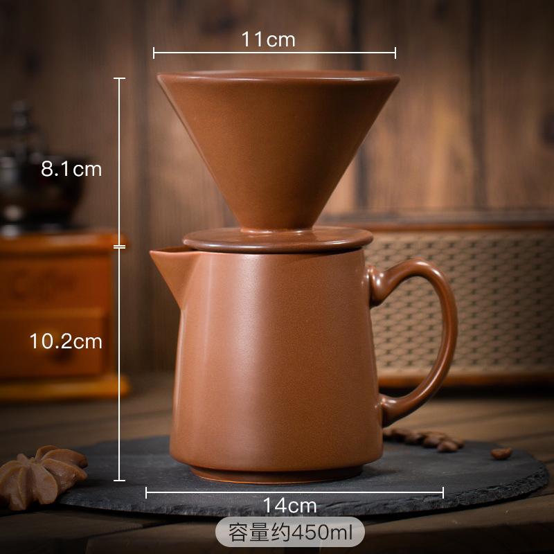 Kreatives Keramik Handaufguss Kaffeekannen-Set Ofengedreht Retro Kaffeefiltertasse Kaffeefilter Sharing-Kanne Heimdekoration