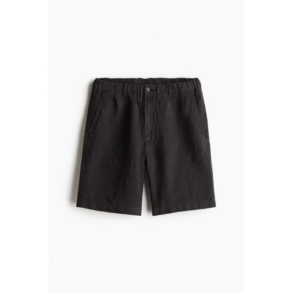 

Льняные шорты HM стандартного кроя, черные