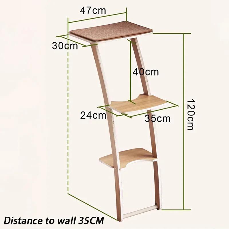 Wooden Cat Scraper Climbing Frame Toys Large Cat Ladder Slide Scratching Board Kitty Tower Tree Jumping Platform with Sucker High 120CM