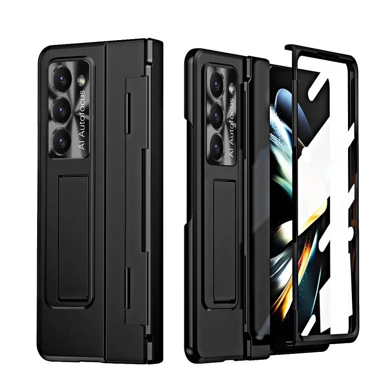 Slim Plastic Case for Samsung Galaxy Z Fold 6 5 4 3 Stand Hinge Protective Film Cover Full Coverage Holder Shockproof