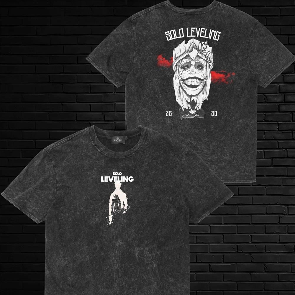 Sung Jinwoo God Statue Acid Wash TShirt Graphic Tee Mens Unisex Cotton Gift L