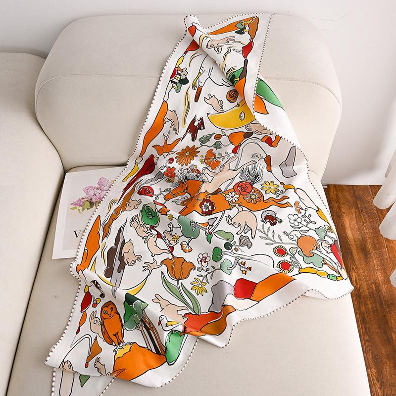 2026 Spring New Temperament Fashion Mulberry Silk Scarf Light Luxury Silk Twill Triangle Scarf Gift Silk Scarf 74*165cm
