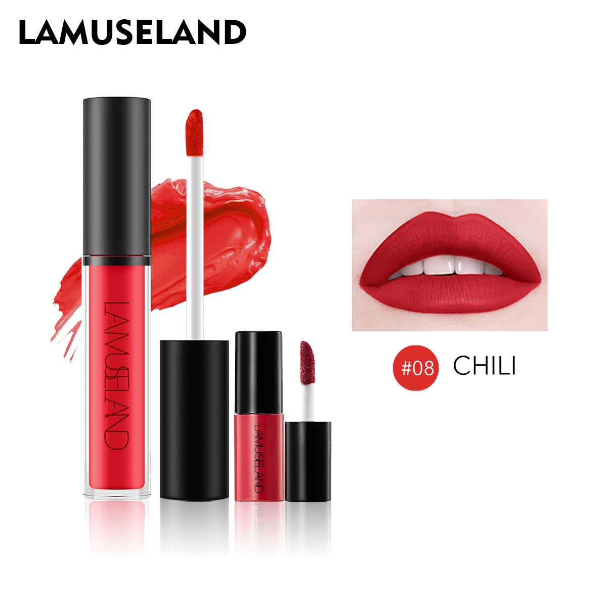 

LAMUSELAND 2 шт./компл. 1 большая и 1 маленькая водостойкая долговечная жидкая губная помада матовый блеск для губ