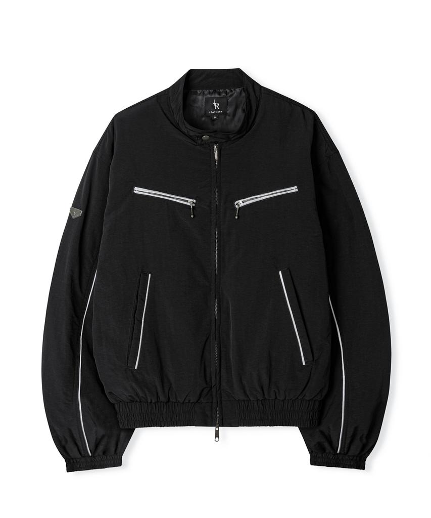 Leathery Split Nylon Jacket [Warm Grey]