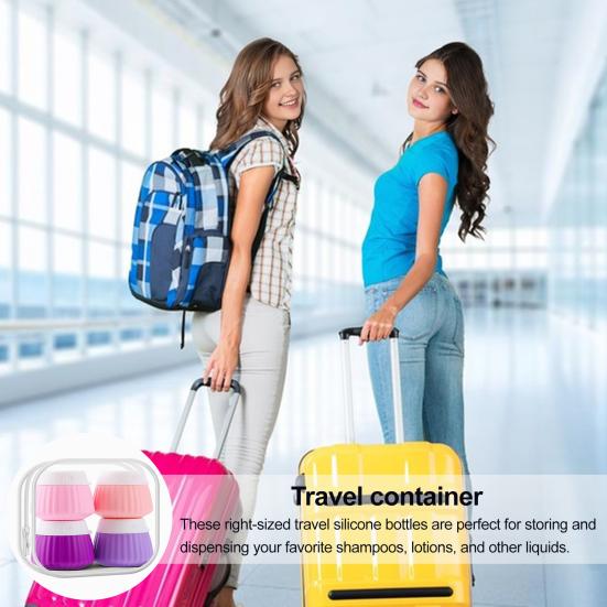 4Pcs 40ML Silicone Travel Bottle with Clear PVC Bag Leak Proof Reusable Facial Cream Lotion Sunscreen Storage Jar Portable Refillable Empty Toiletries